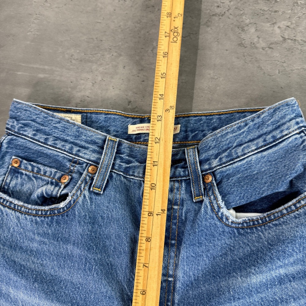 Levis Ribcage Straight Ankle Jeans Womens 27 Blue Distressed Premium High Rise - Picture 9 of 13